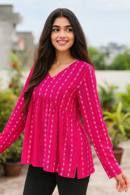 BLEVY Women Printed A-line Kurta(Pink)
