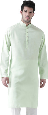 SG LEMAN Men Solid Straight Kurta(Green)
