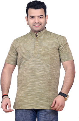 SARIMTEXTILE Men Printed Straight Kurta(Green)