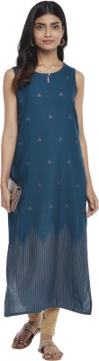 Rangmanch by Pantaloons Women Printed Straight Kurta(Blue)