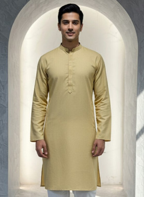 JUGG JUGG JEEYO Men Self Design Straight Kurta(White)