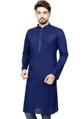 Dolphin Miles Men Solid Straight Kurta(Dark Blue)