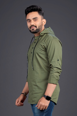 VELLOSTA Men Solid A-line Kurta(Green)