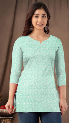SS Fashion Women Printed Straight Kurta(Green)