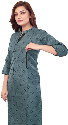 B2Fashion Women Printed Straight Kurta(Grey)