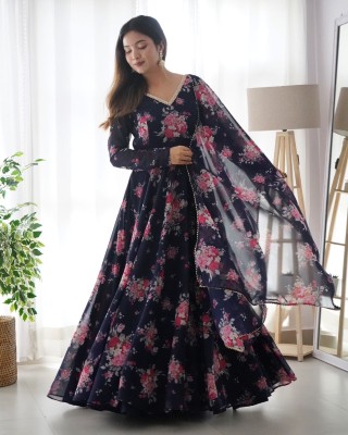 Dream Star Women Floral Print Gown Kurta(Multicolor)