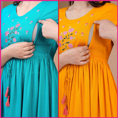 Priyas Creation Women Solid Anarkali Kurta(Yellow)
