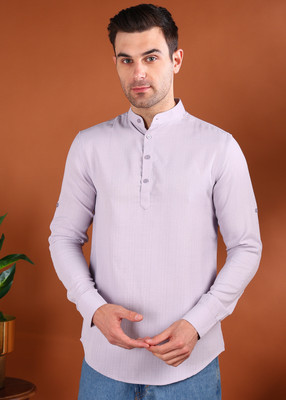 allan peter Men Solid Straight Kurta(White)