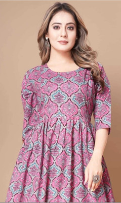ikra Women Printed Anarkali Kurta(Pink)