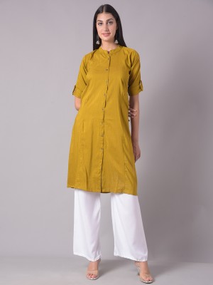 Dollar Missy Women Self Design Straight Kurta(Yellow)