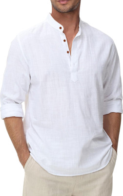 Fifth U Men Solid A-line Kurta(White)