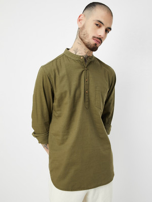 MAX Men Printed A-line Kurta(Green)