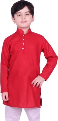 SG YUVRAJ Boys Solid Straight Kurta(Red)