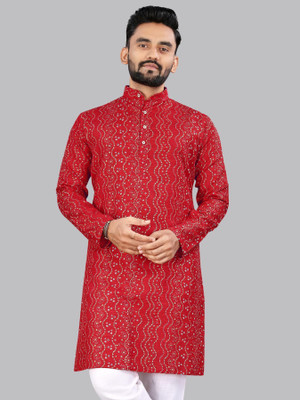 Divastri Men Printed A-line Kurta(Red)