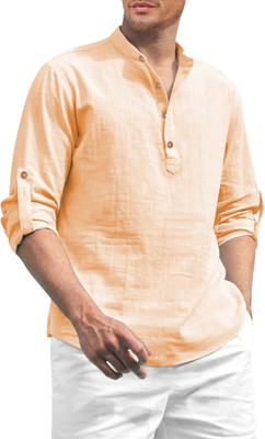 TrendiVastra Men Solid Straight Kurta(Orange)