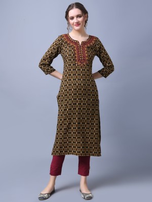 Rangmayee Women Embroidered Straight Kurta(Yellow)