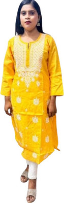Sidra handicraft Women Embroidered Straight Kurta(Purple)