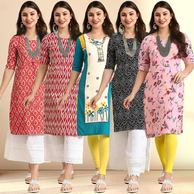 1 Stop Fashion Women Printed A-line Kurta(Multicolor)