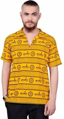 K D HANDLOOM Men Solid Anarkali Kurta(Yellow)