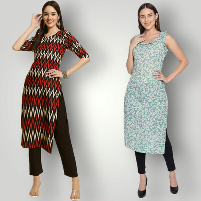 HouseOfCommon Women Self Design, Printed Straight Kurta(Multicolor)