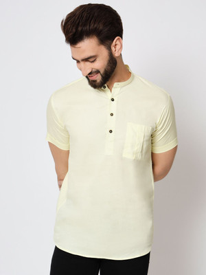 SuperTrends Men Solid Straight Kurta(Yellow)