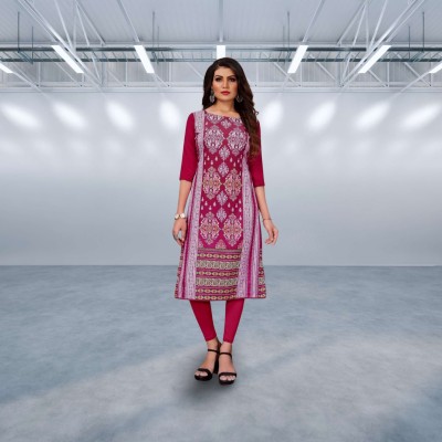 Preamvati fashion Women Printed Anarkali Kurta(Pink, Maroon)