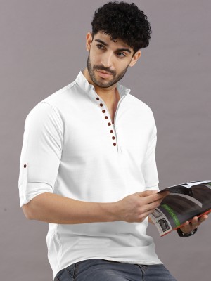 KESHAV Men Solid Straight Kurta(White)