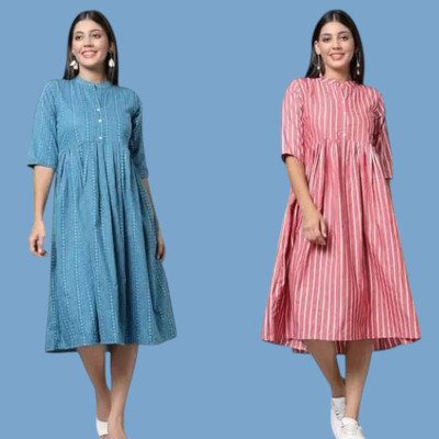 Houseofcommonk Women Striped Anarkali Kurta(Multicolor)