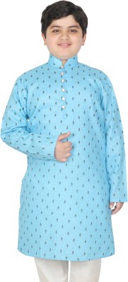 SG YUVRAJ Boys Printed Straight Kurta(Dark Blue)