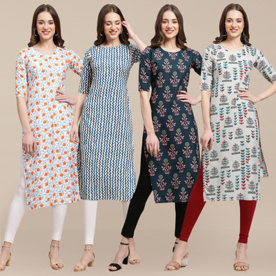 EthnicBasket Women Printed Straight Kurta(Multicolor)