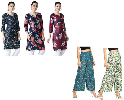 KAYU Women Printed Straight Kurta(Red, Green, White)