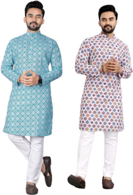 DHASU TRENDZ Men Printed Straight Kurta(Multicolor)