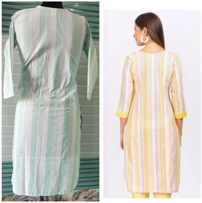 shadowenterpris Women Printed Straight Kurta(Blue, Yellow)