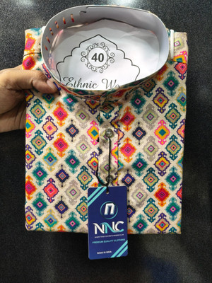 Nnc Men Geometric Print, Printed Straight Kurta(Multicolor)