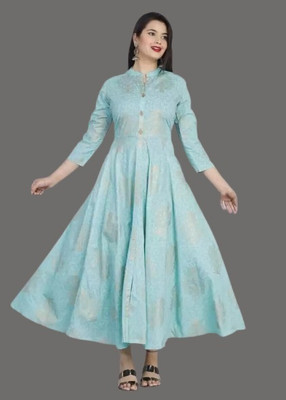 RACHNA FASHION Women Printed Flared Kurta(Blue)
