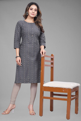 Fashire Women Printed A-line Kurta(Grey, Beige)