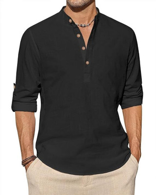Vimal Star Men Solid A-line Kurta(Black)