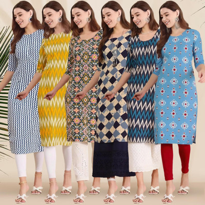 1 Stop Fashion Women Printed Straight Kurta(Multicolor)