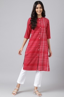 Aurelia Women Geometric Print Straight Kurta(Red)