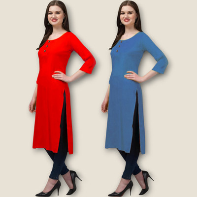 Coft Women Solid Straight Kurta(Multicolor)