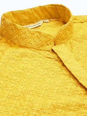 Rajubhai Hargovindas Men Self Design Straight Kurta(Yellow)