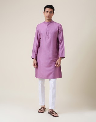 Fabindia Men Woven Design Straight Kurta(Purple)