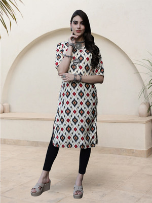 EthnicBasket Women Printed A-line Kurta(White)