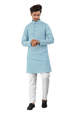 swara creation Men Solid A-line Kurta(Light Blue)