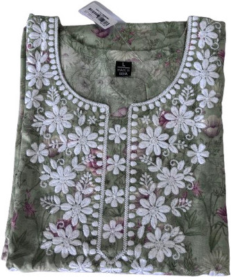 Rangmayee Women Embroidered Straight Kurta(Green)
