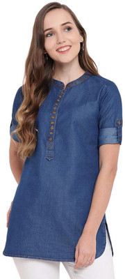 amazingcollection Women Solid Ethnic Dress Kurta(Dark Blue)
