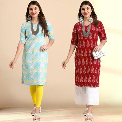 1 Stop Fashion Women Printed A-line Kurta(Multicolor)