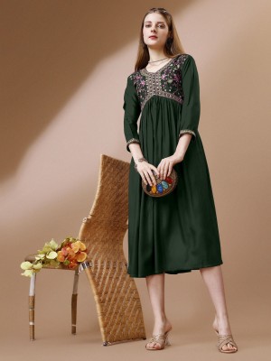 aaliya fashion Women Ethnic Dress Dark Green Dress