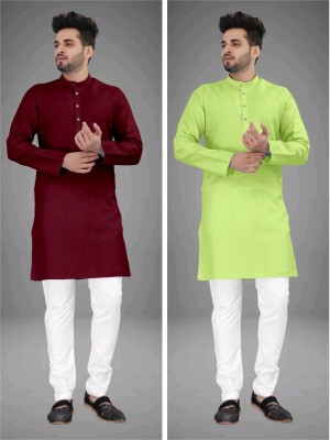 TRUST OUS Men Solid Straight Kurta(Multicolor)