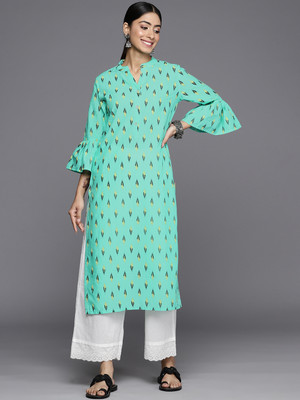Varanga Women Printed Straight Kurta(Light Green)